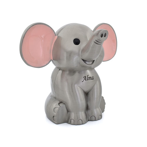 Sparebøsse - Elefant med pink øre - Fortinnet