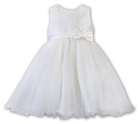Satin & Tulle Girls Ivory Special Occasion Dress beautiful for flower girl or any occasion