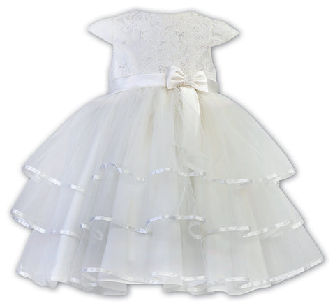 Girls Ivory Three layer tulle skirt Lace top with pearl accents Beautiful Flower Girl Dresses/ Baptism