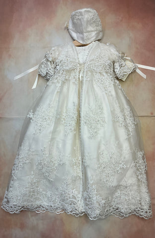Trina Christening Gown by Piccolo Bacio with matching Brim Bonnet