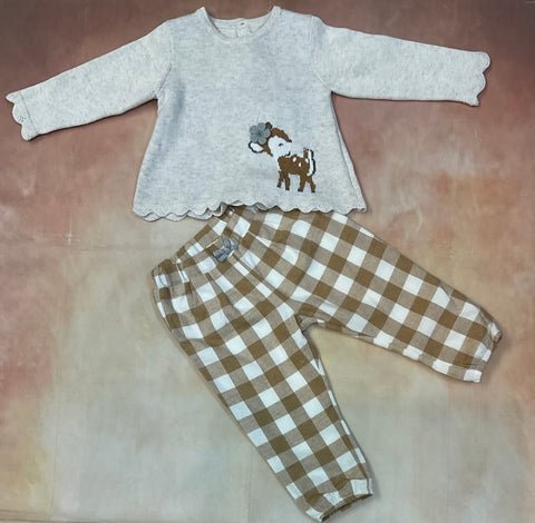 Long plaid pants set ECOFRIENDS newborn girl by Mayoral USA