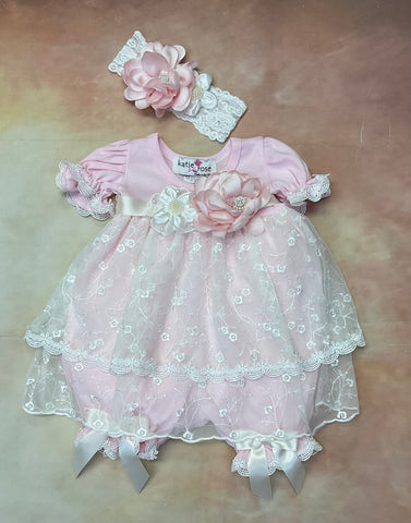 Petunia Lace Bloomer Dress by Katie Rose with matching headbnd