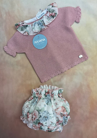 baby girl knit with floral accent panty