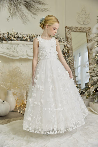 Teter Warm DS21 off White 3D Floral Full length 1st Communion Dress