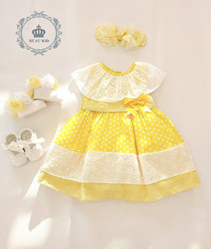 Infant yellow & white Easter & party dress