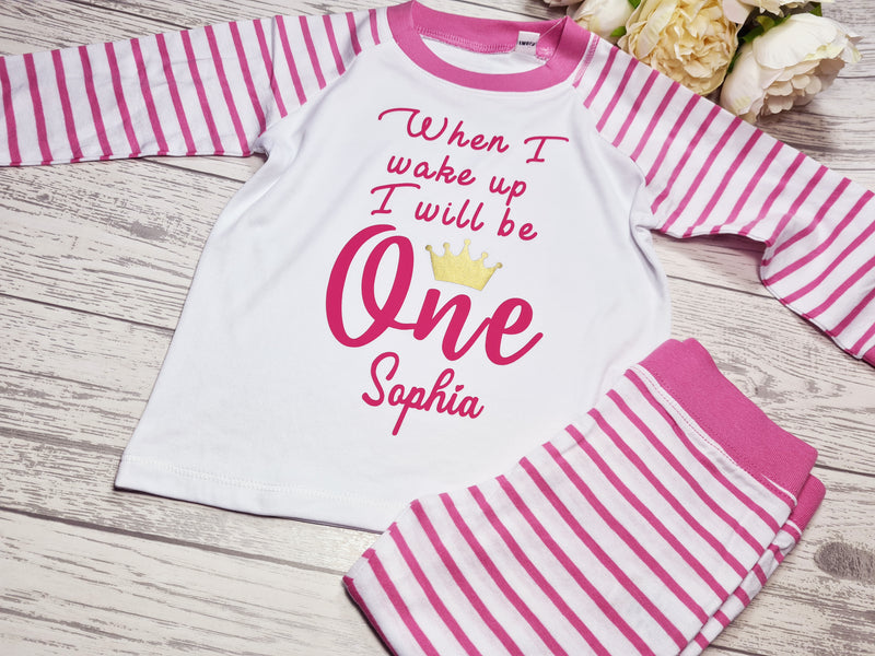 Personalised Birthday Pyjamas for Baby & Toddler Girls - Pink