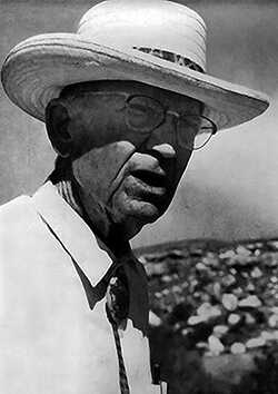 Floyd V. Studer at the 1965 dedication of the Alibates Flint Quarries National Monument. He is wearing a Native American Bolo Tie to the ceremony. Photo appeared in the Amarillo Globe-News - courtesy of PPHM Archive