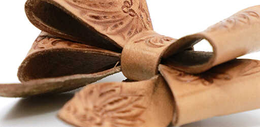 Bob Marrs Hand-Tooled Poinsettia Flower Saddle Leather Bow for Marrs Makers