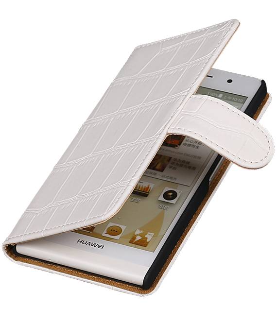 Het apparaat Ontaarden verzending Huawei Huawei Ascend P6 Zwart | Croco bookstyle / book case/ wallet ca –  Hoesjeshoek