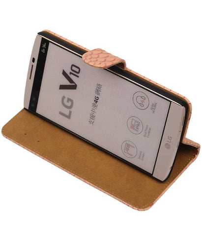 LG V10 Licht Roze | Snake bookstyle / book case/ wallet case Hoes  | WN™ - hoesjeshoek