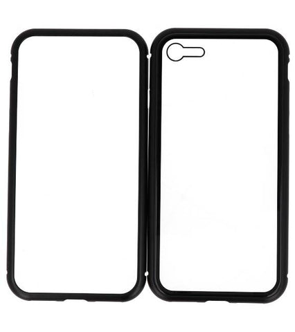 iPhone 8 Zwart - Transparant | Magnetic Back Cover  | WN™ - hoesjeshoek