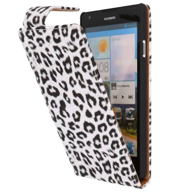 Gepensioneerde plaag Rood Huawei Huawei Ascend G700 Wit | Panter print Classic Flip Hoes | WN™ –  Hoesjeshoek
