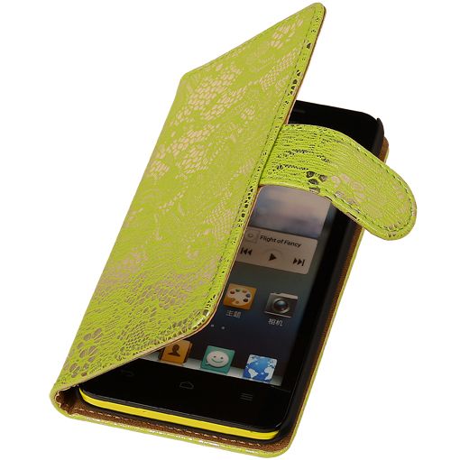 Zaailing Boven hoofd en schouder ten tweede Huawei Huawei Ascend G610 Groen | Lace bookstyle / book case/ wallet c –  Hoesjeshoek