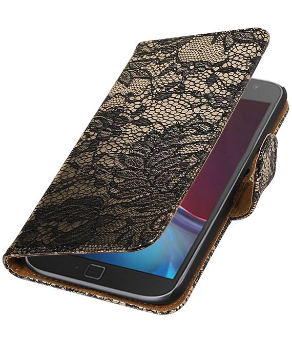Luxe filosoof Ritmisch Motorola Moto G4 / G4 Plus Zwart | Lace bookstyle / book case/ wallet –  Hoesjeshoek