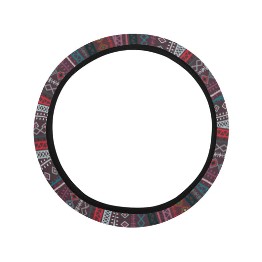 Red Boho Chic Bohemian Stripes Steering Wheel Cover