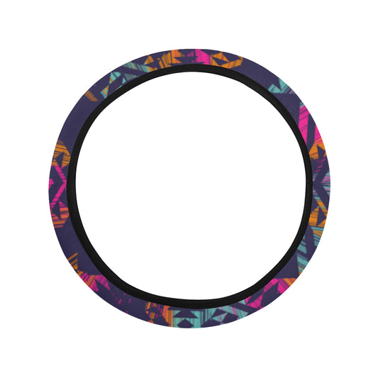 Colorful Boho Chic Bohemian Aztec Streaks Steering Wheel Cover