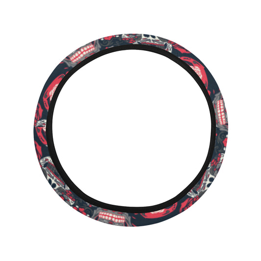 Sugar Skulls & Roses Steering Wheel Cover