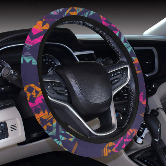 Colorful Boho Chic Bohemian Aztec Streaks Steering Wheel Cover