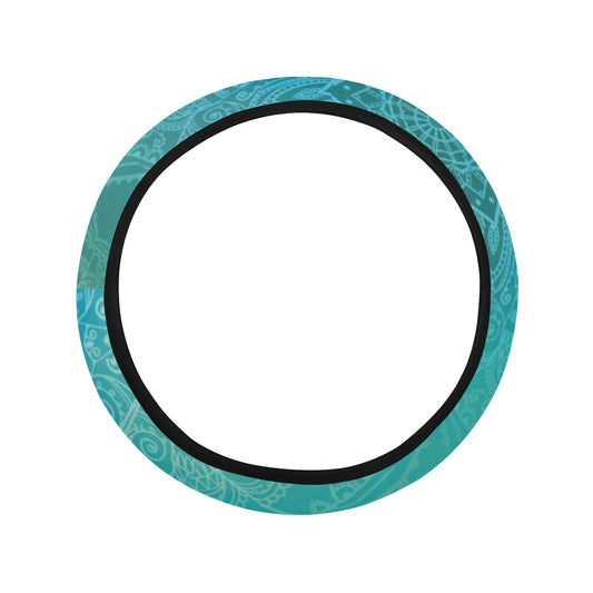 Teal Mandalas Car Steering Wheel Cover