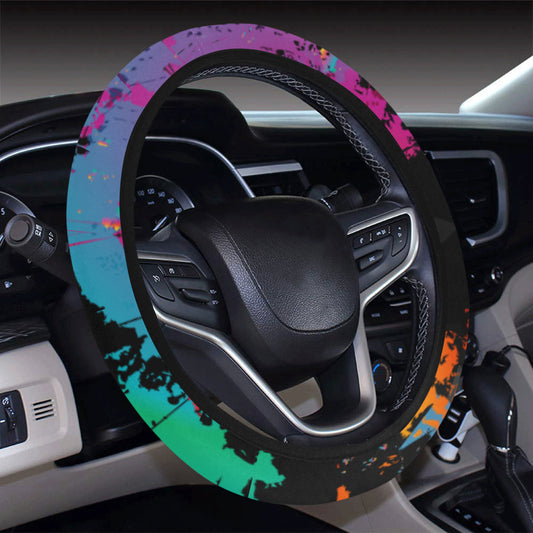 Colorful Abstract Art Car Steering Wheel Cover