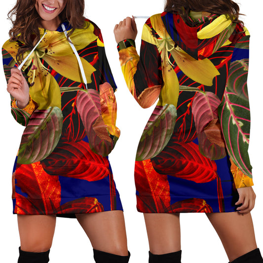 Colorful Flowers Womens Hoodie Dress