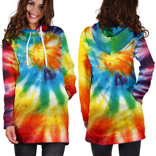 Colorful Tie Dye Abstract Art Womens Hoodie Dress