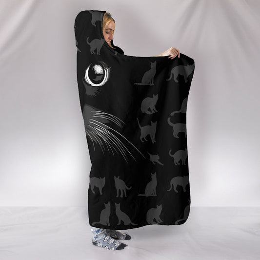 Black Cat - Hooded Blanket