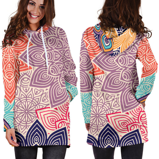 Colorful Floral Mandalas Womens Hoodie Dress