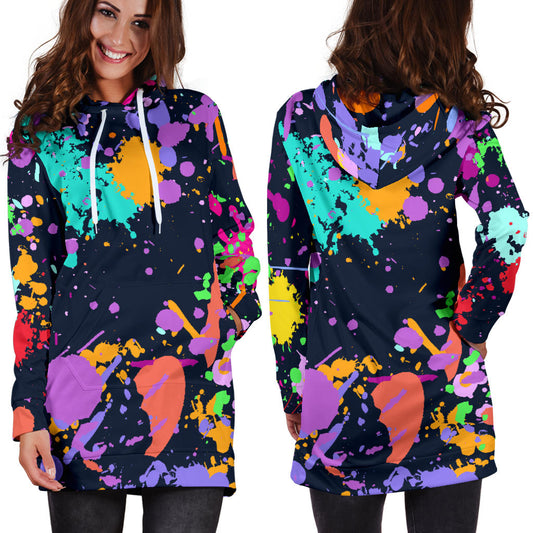 Colorful Paint Drip Womens Hoodie Dress