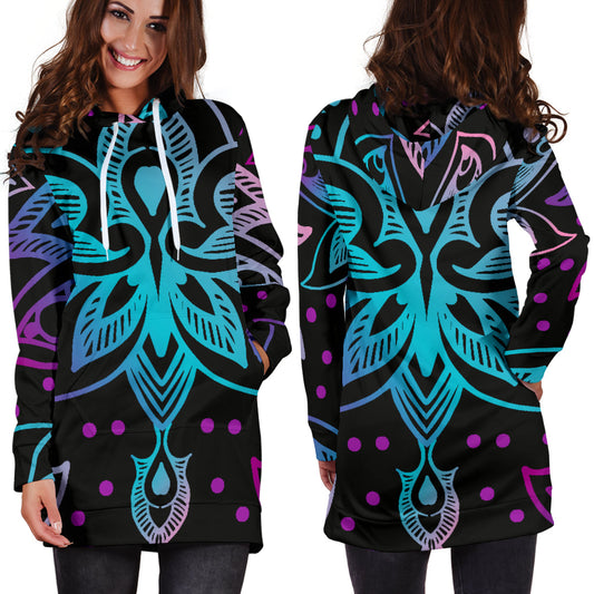 Lotus Decor Mandala Womens Hoodie Dress