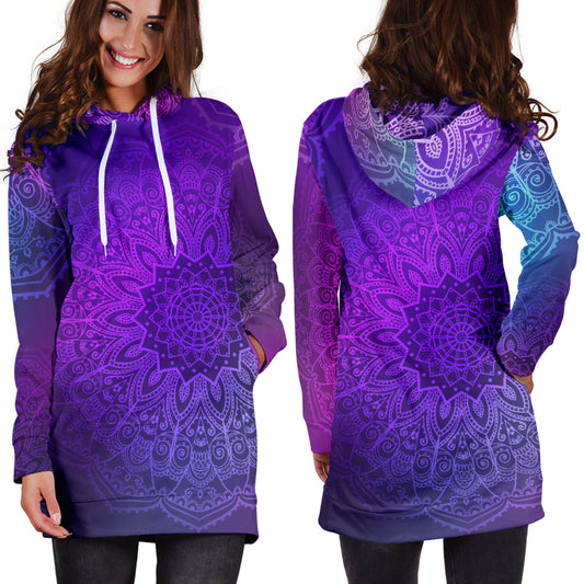 Purple Mandalas Womens Hoodie Dress