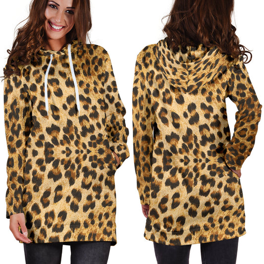 Cheetah Leopard Print Womens Hoodie Dress