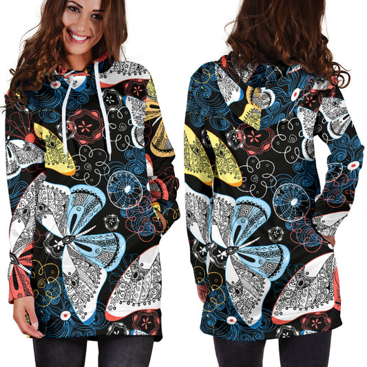 Colorful Butterflies Decor Womens Hoodie Dress