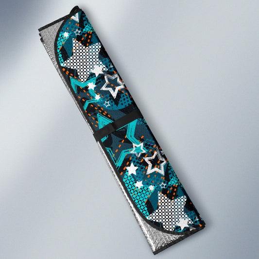 Turquoise Stars Car Sun Shade