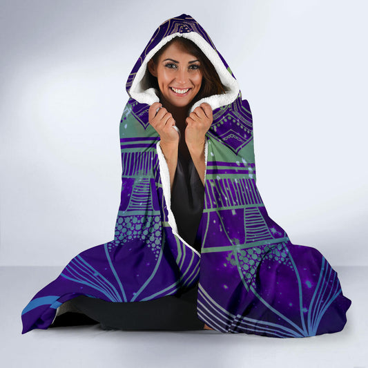 Blue, Green, Purple Mandala Hooded Blanket