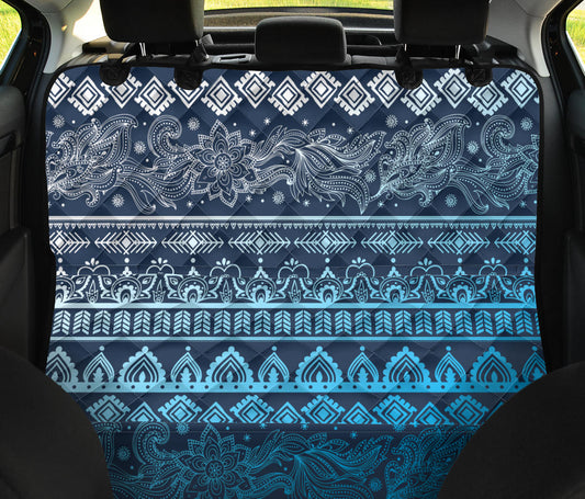 Blue Boho Chic Bohemian Car Back Seat Pet Cover