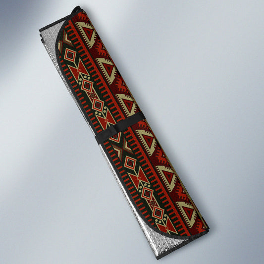 Red Brown Aztec Car Sun Shade