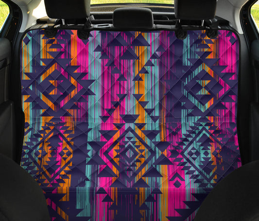 Colorful Boho Chic Bohemian Aztec Streaks Car Back Seat Pet Cover