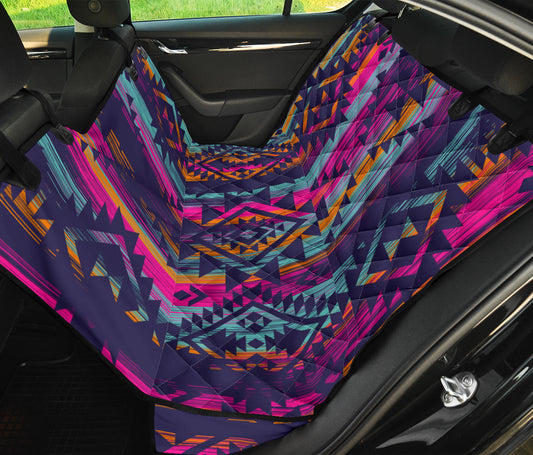 Colorful Boho Chic Bohemian Aztec Streaks Car Back Seat Pet Cover