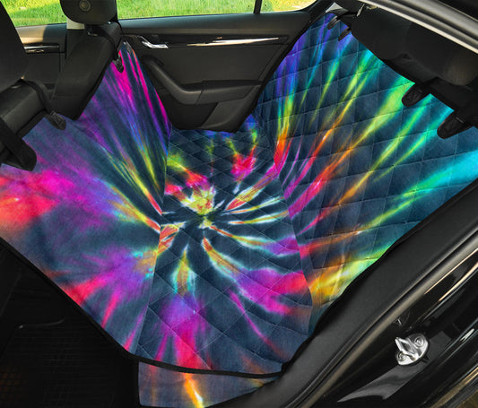 Colorful Neon Tie Dye Car Back Seat Pet Cover