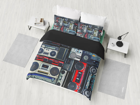 Vintage Boombox Stereos Bedding Set