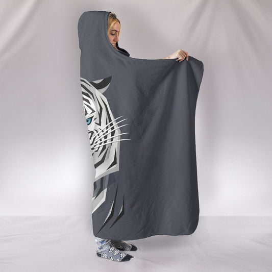 White Tiger Hooded Blanket