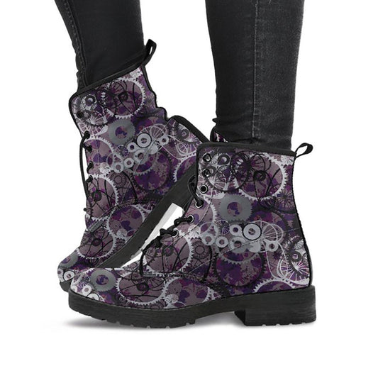 Purple Abstract Gears Womens Boots