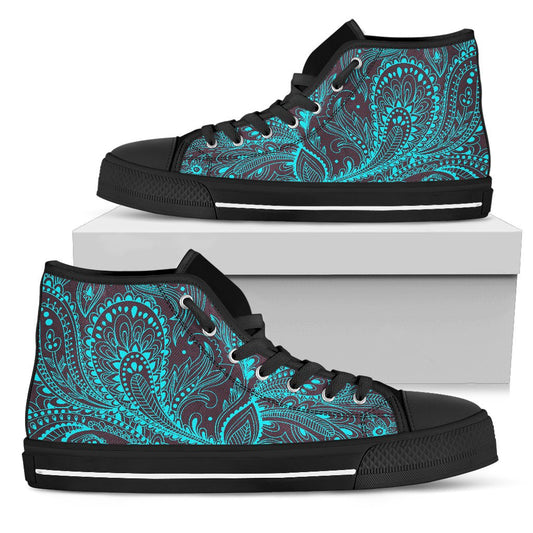 Light Green Teal Decor High Top Shoes