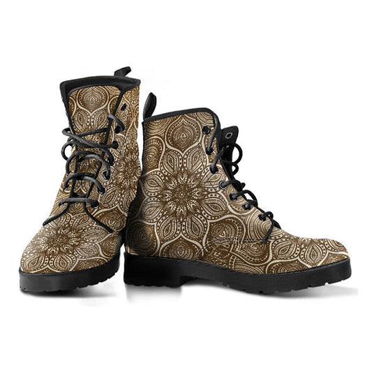 Brown Floral Mandalas Womens Boots