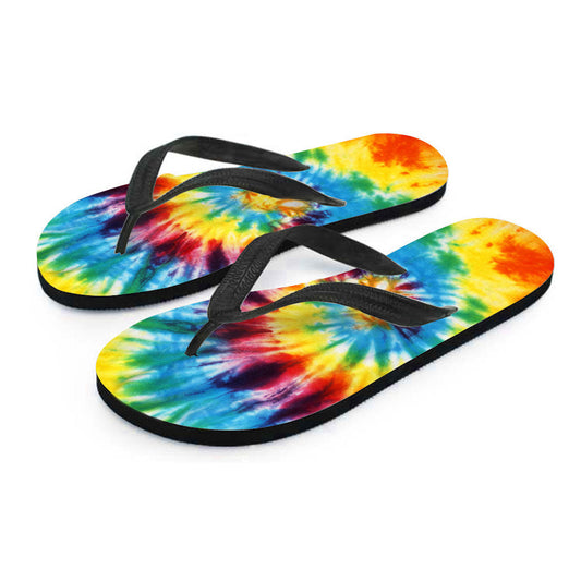 Colorful Tie Dye Abstract Art Flip Flops