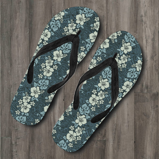 Floral Tribal Polynesian Flip Flops