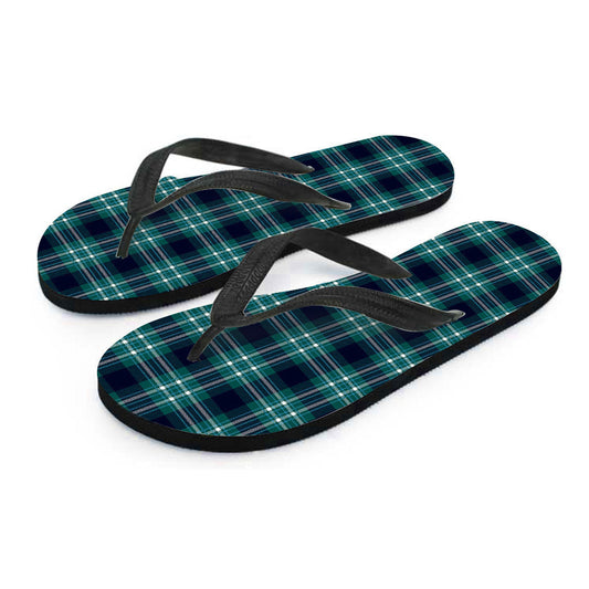 Green Plaid Flip Flops