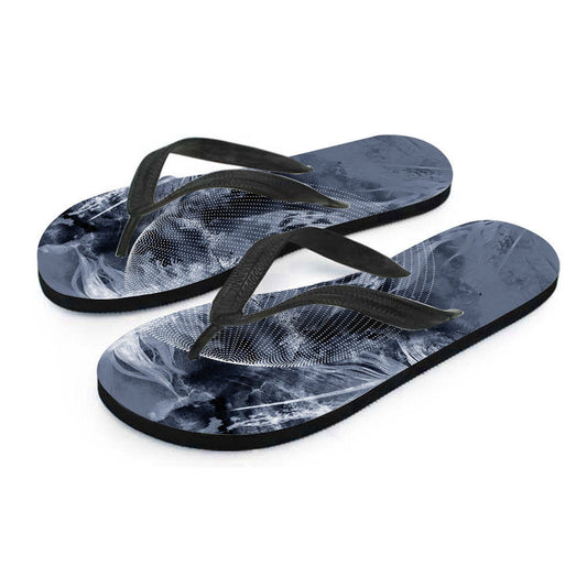 Grey Feathers Flip Flops