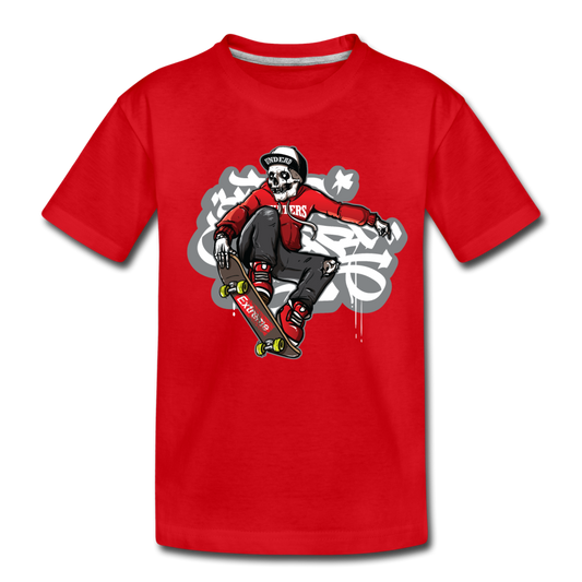 Skeleton Skater Kids T-Shirt - red